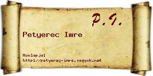 Petyerec Imre névjegykártya